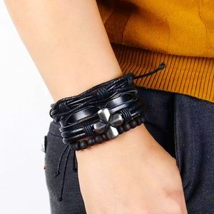 Men’s Genuine Leather Layered Bracelet
